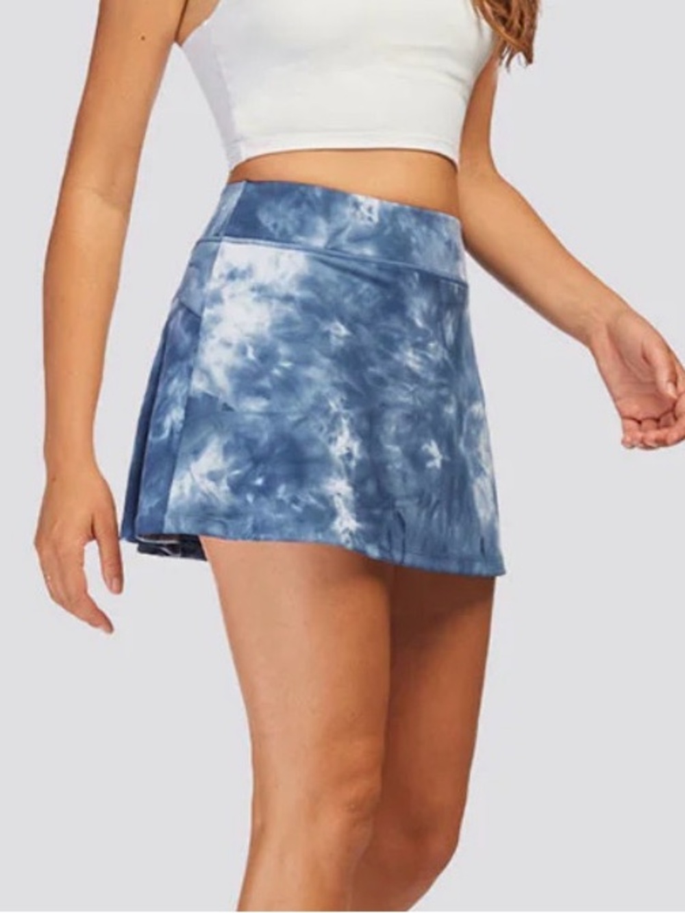 Stelle Small Blue Tie Dye Pleated Golf Tennis Skort with Inner Pocket